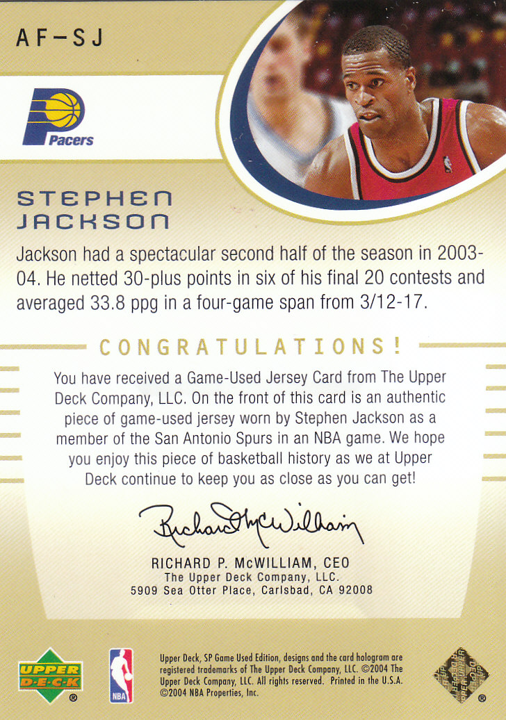 2004/2005 SP Game Used (Upper Deck) Basketball - Picture 262 of 290