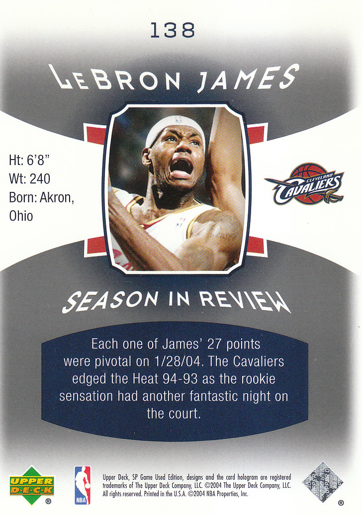 2004/2005 SP Game Used (Upper Deck) Basketball - Picture 208 of 290