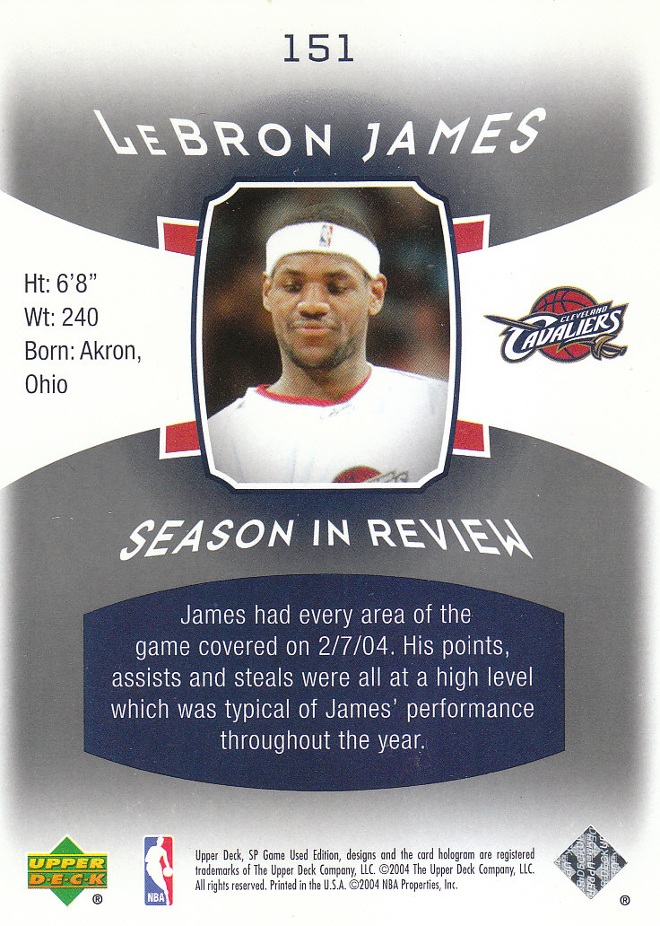 2004/2005 SP Game Used (Upper Deck) Basketball - Picture 231 of 290