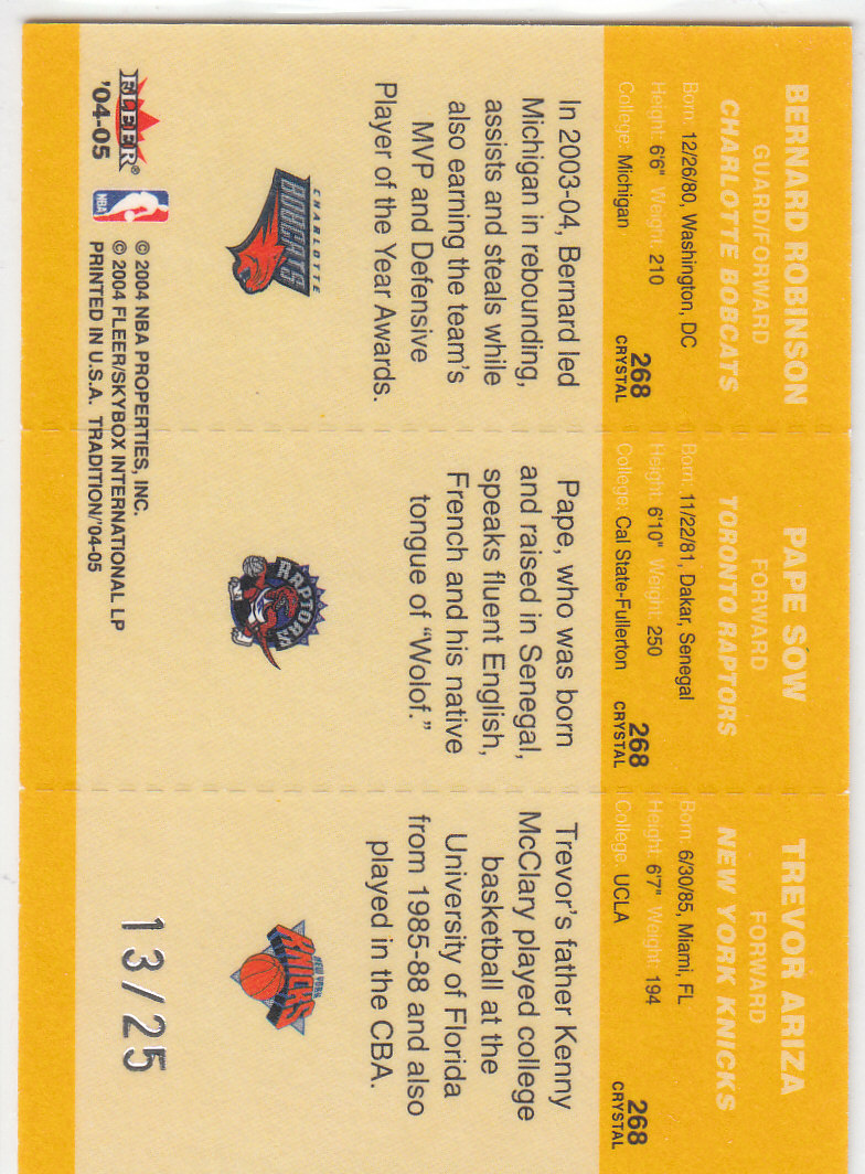 2004/2005 Tradition (Fleer) Basketball Part 4 Crystal and Draft Day Rookies - Picture 15 of 35