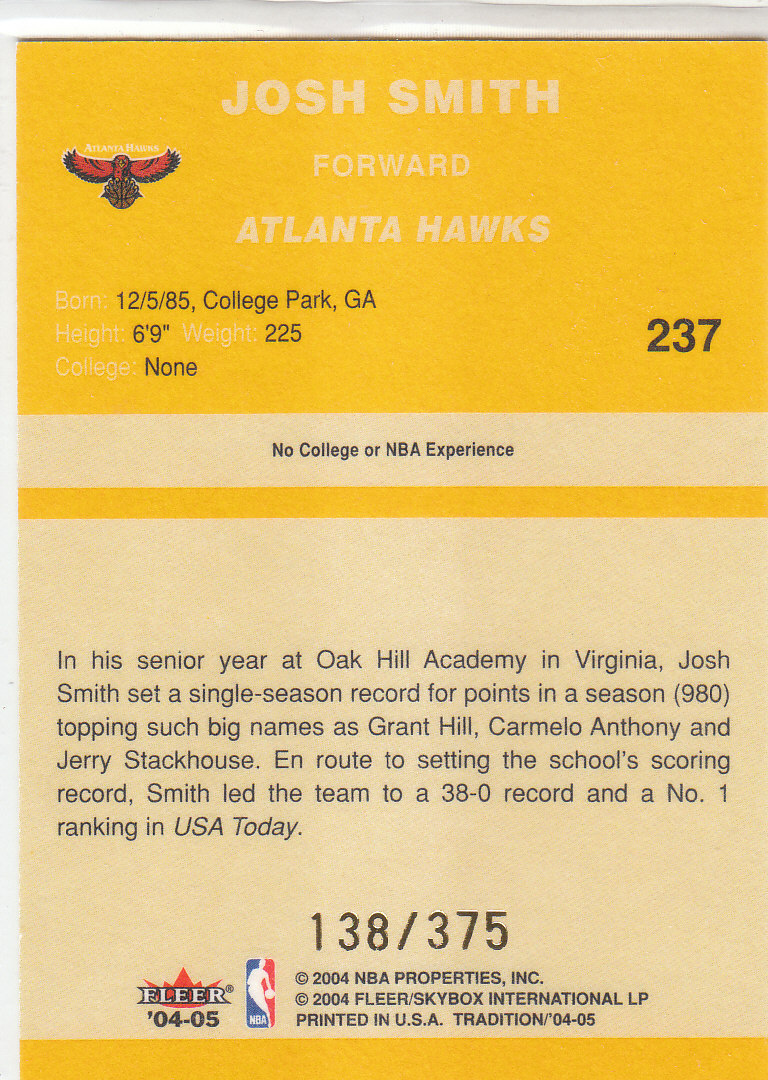 2004/2005 Tradition (Fleer) Basketball Part 4 Crystal and Draft Day Rookies - Picture 23 of 35