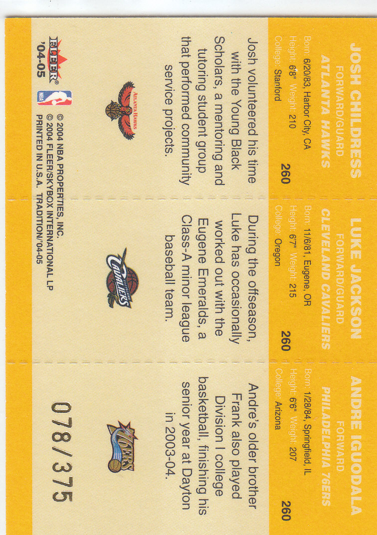 2004/2005 Tradition (Fleer) Basketball Part 4 Crystal and Draft Day Rookies - Picture 31 of 35