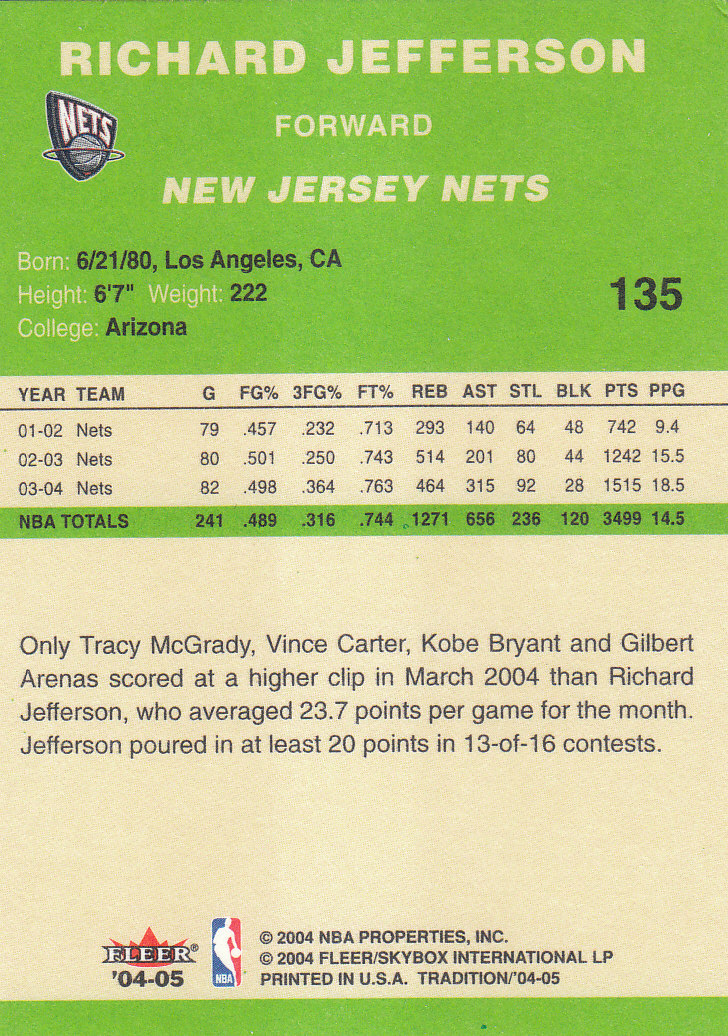 2004/2005 Tradition (Fleer) Basketball Part 3 Parallel Green Cards #3 to #265 - Picture 129 of 241