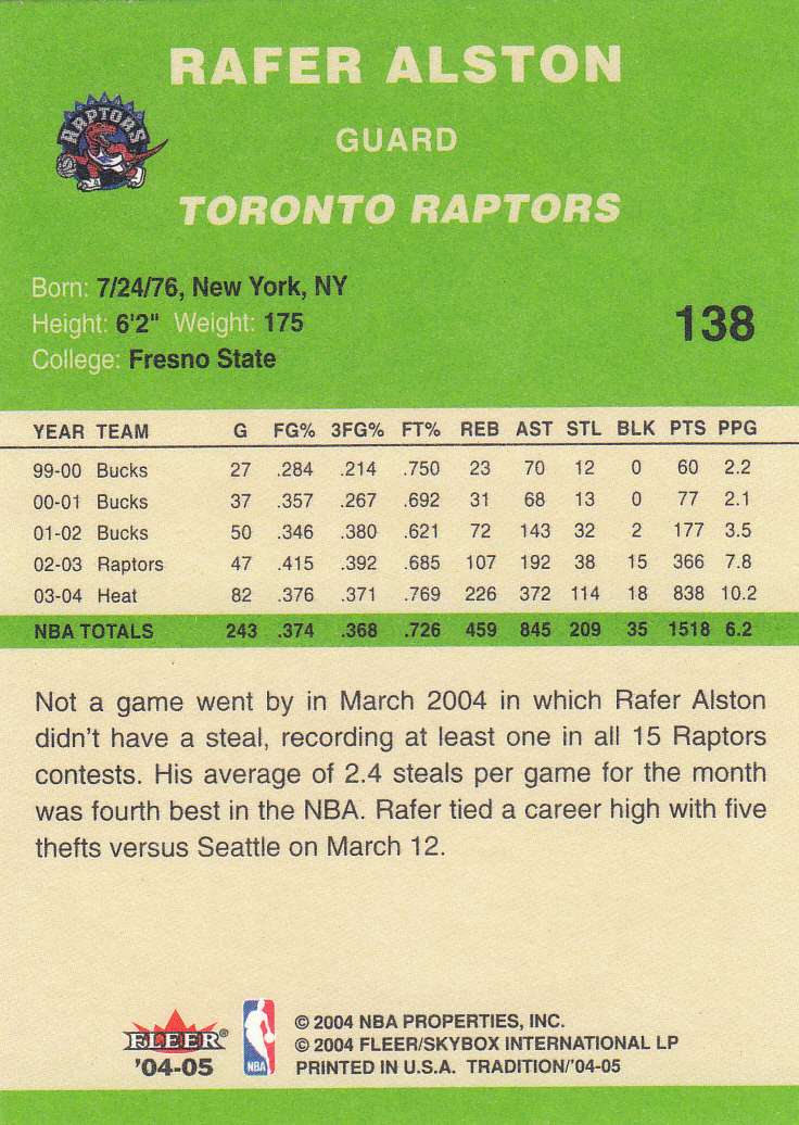 2004/2005 Tradition (Fleer) Basketball Part 3 Parallel Green Cards #3 to #265 - Picture 133 of 241