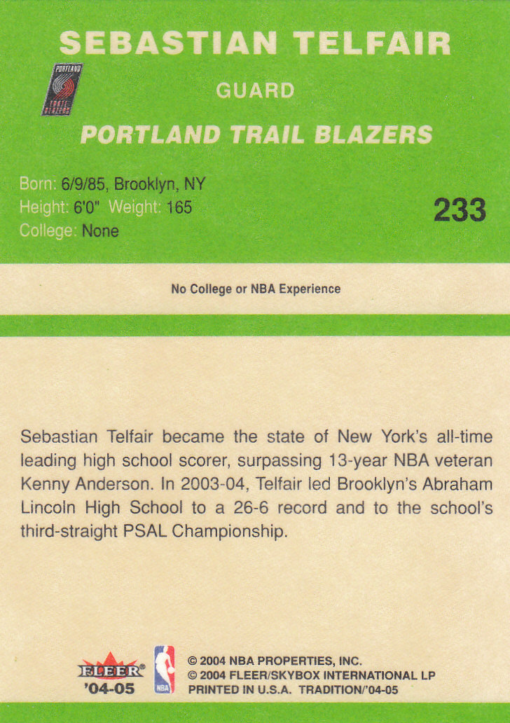 2004/2005 Tradition (Fleer) Basketball Part 3 Parallel Green Cards #3 to #265 - Picture 235 of 241