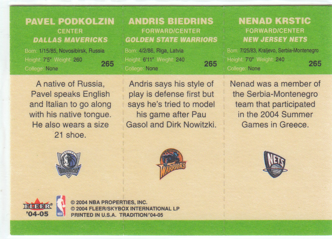 2004/2005 Tradition (Fleer) Basketball Part 3 Parallel Green Cards #3 to #265 - Picture 241 of 241
