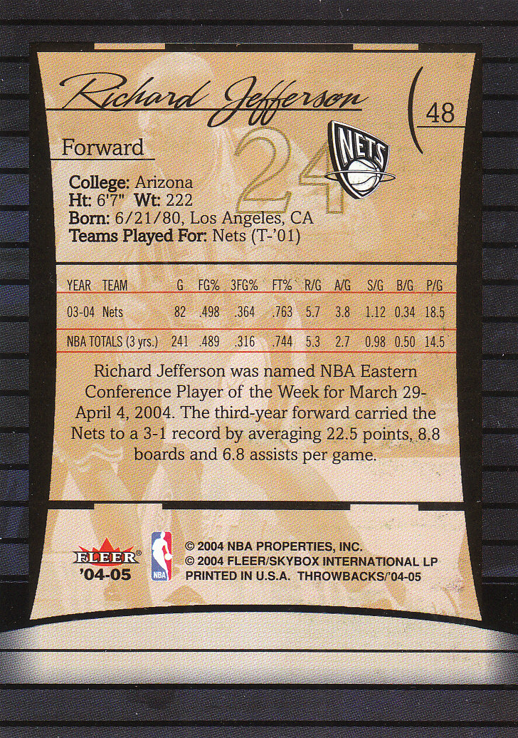 2004/2005 Throwbacks (Fleer) Basketball Part 1 Main Set Cards #1 to #65 - Picture 95 of 129