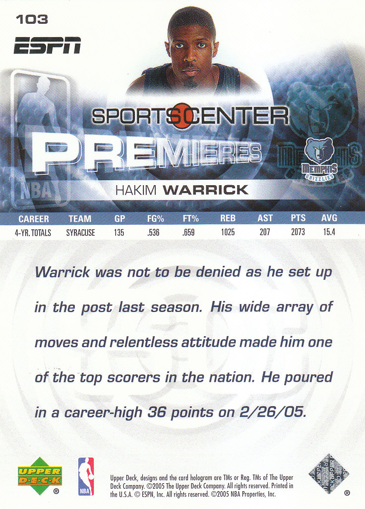 2005/2006 ESPN (Upper Deck) Basketball - Picture 101 of 284