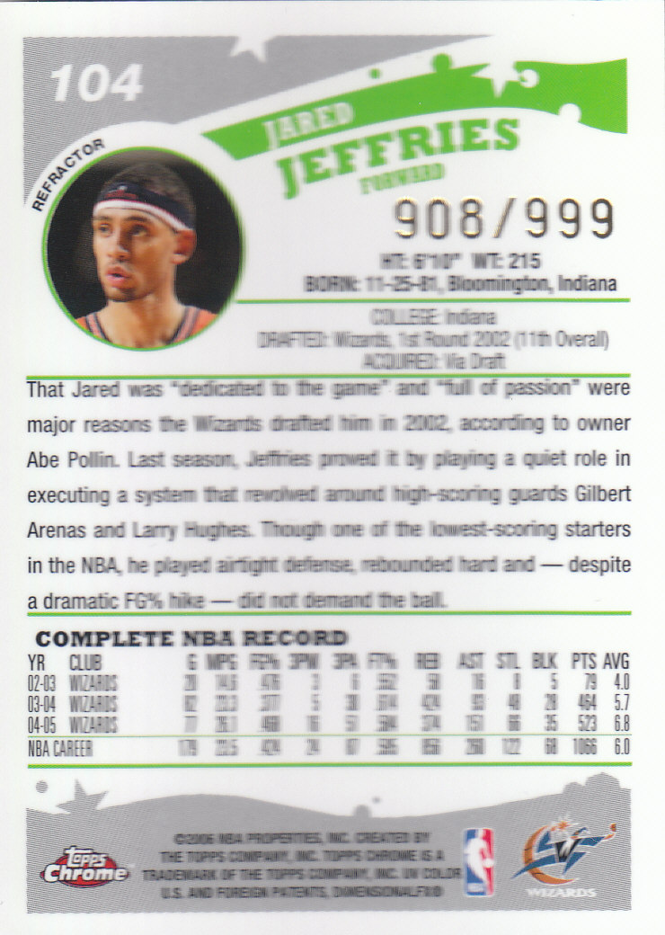 Tarjetas de inserto paralelo ""Refractores"" de baloncesto Topps cromadas 2005-06 - Imagen 20 de 98