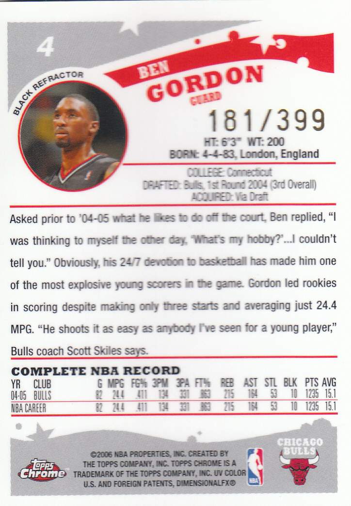 Tarjetas de inserto paralelo ""Refractores"" de baloncesto Topps cromadas 2005-06 - Imagen 68 de 98