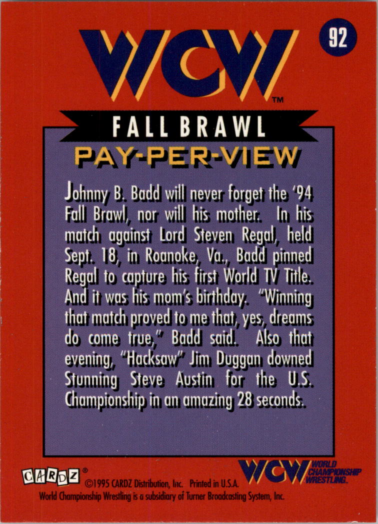 1995 CARDZ WCW Main Event Wrestling Card Pick - Picture 147 of 163