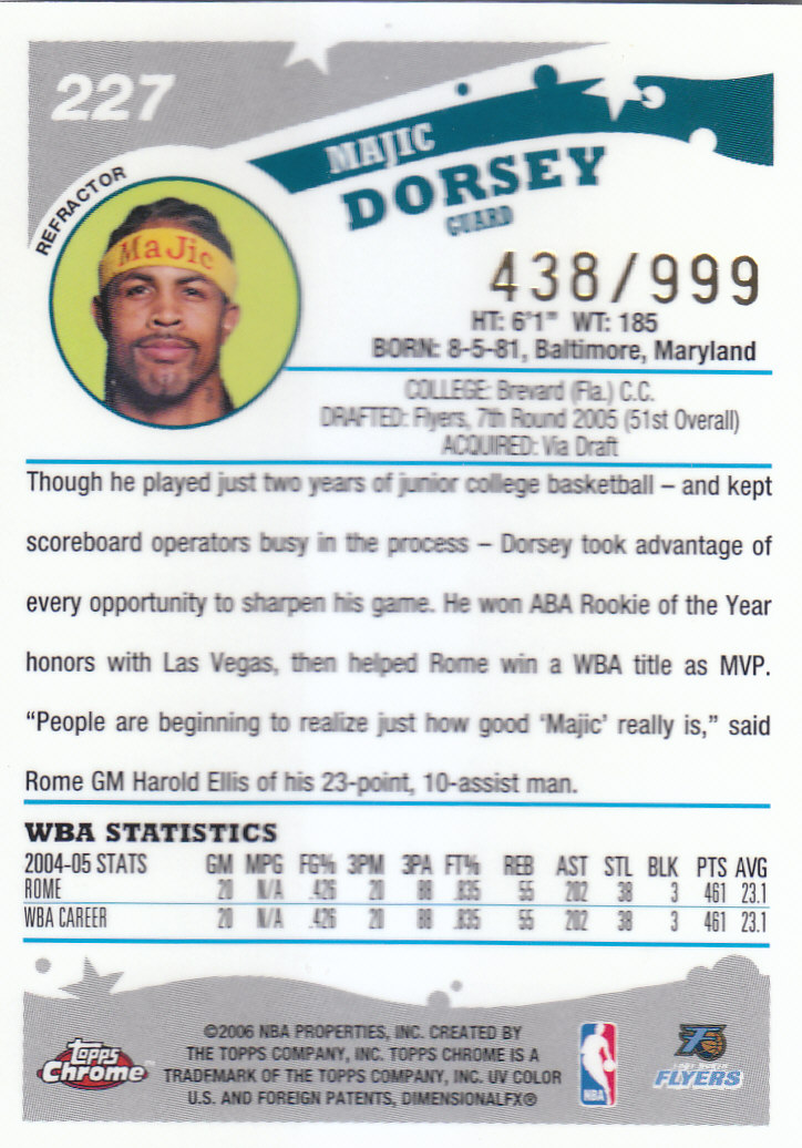 Tarjetas de inserto paralelo ""Refractores"" de baloncesto Topps cromadas 2005-06 - Imagen 41 de 98