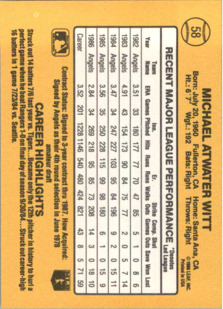 1987 Donruss Baseball Card Pick 1-264