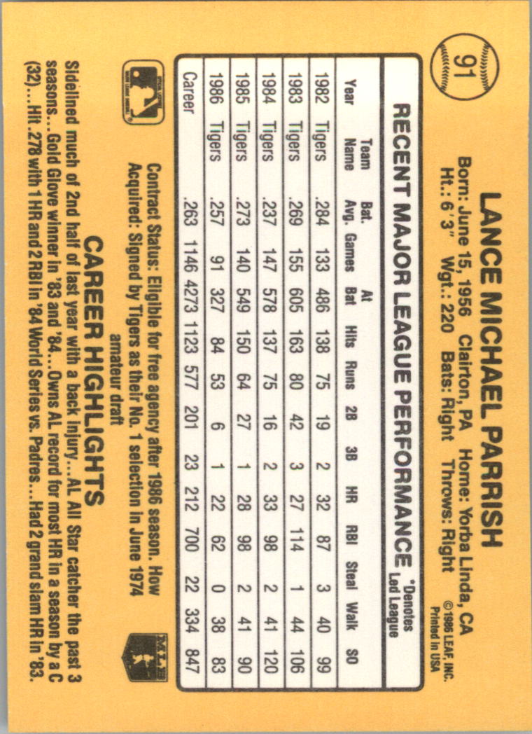 1987 Donruss Baseball Card Pick 1-264