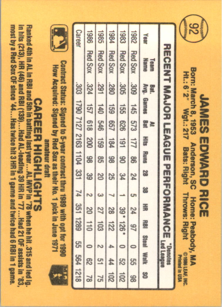 1987 Donruss Baseball Card Pick 1-264