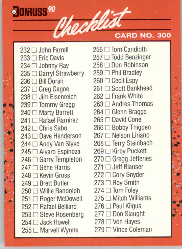 1990 Donruss Baseball "Main Set" Cards #241 to #480 - Picture 120 of 483