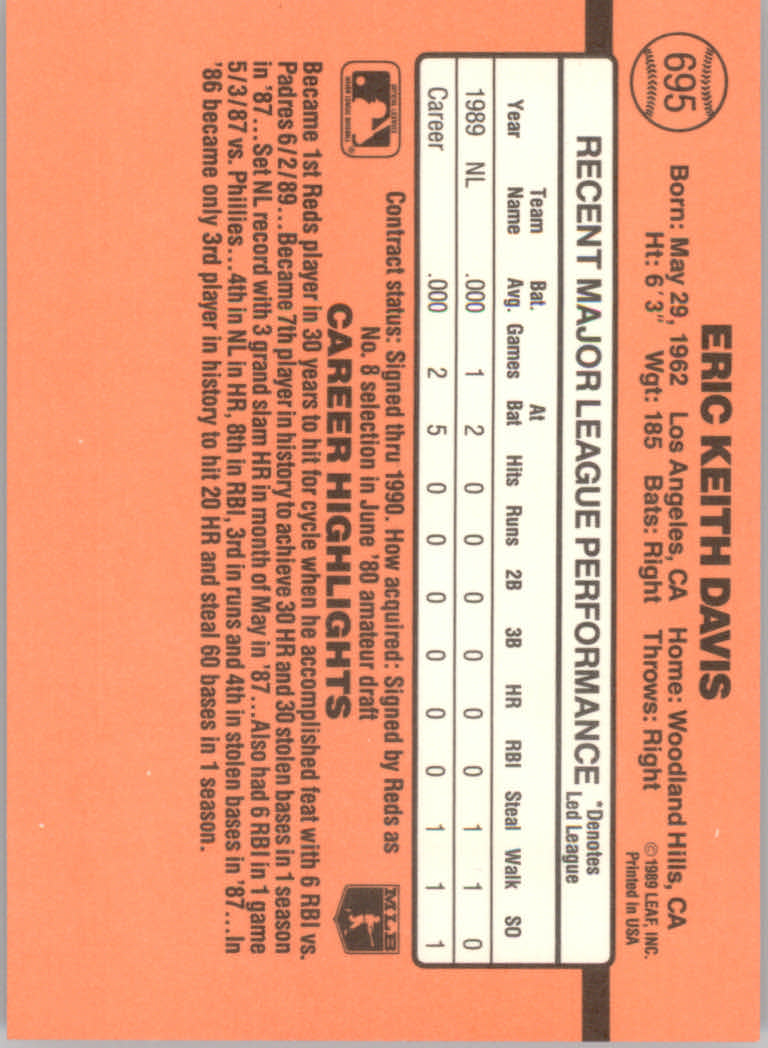 1990 Donruss Baseball "Main Set" Cards #481 to #716 - Picture 433 of 493