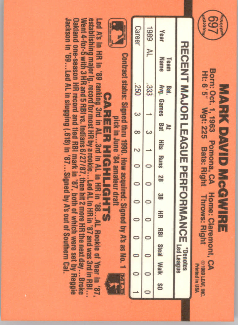 1990 Donruss Baseball "Main Set" Cards #481 to #716 - Picture 439 of 493
