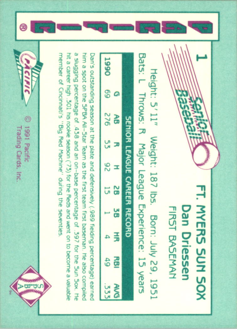 1991 Pacific Senior League Baseball Card Pick - Picture 3 of 339