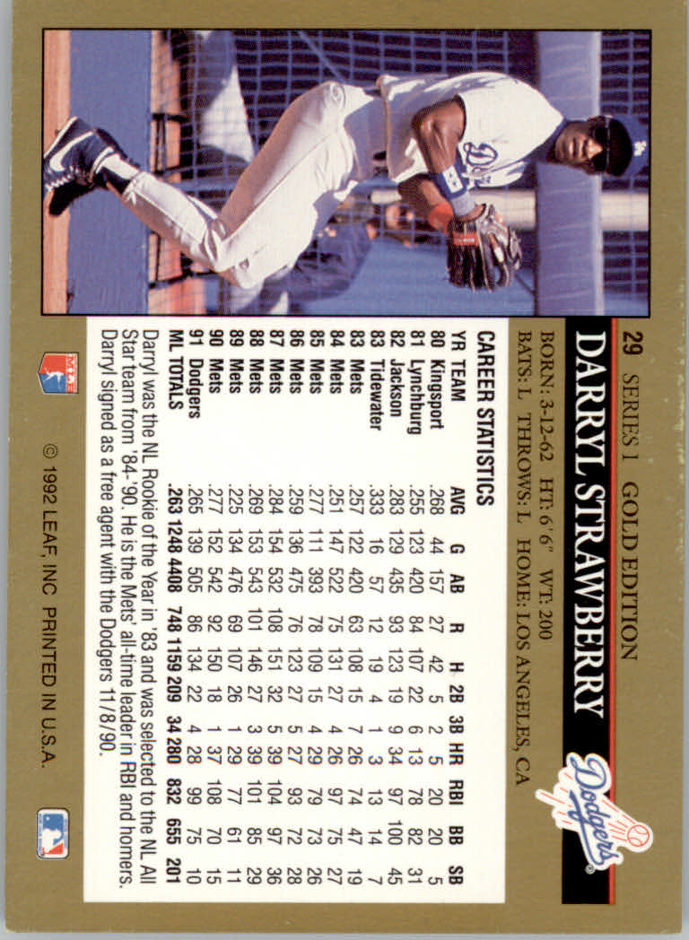 1992 Leaf Baseball "Black Gold" Parallel Cards #1 to #264 - Bild 36 von 262