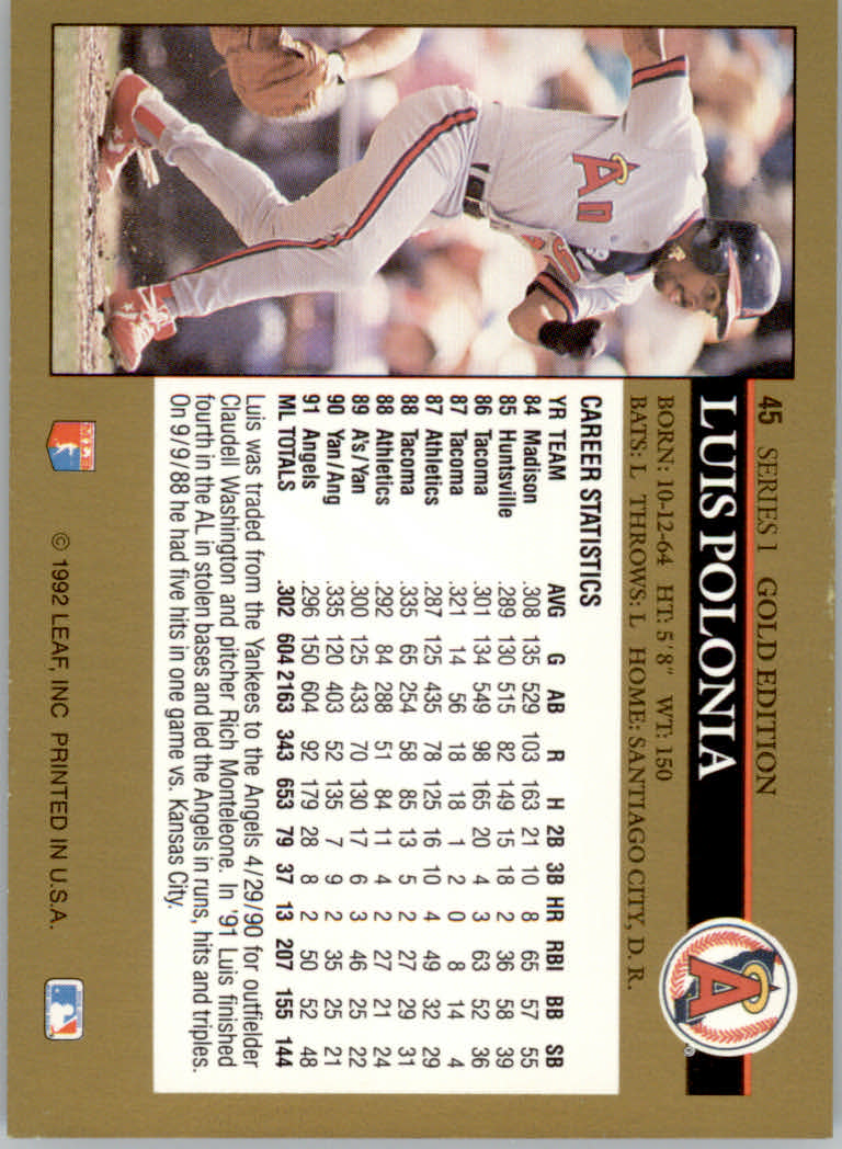 1992 Leaf Baseball "Black Gold" Parallel Cards #1 to #264 - Bild 49 von 262