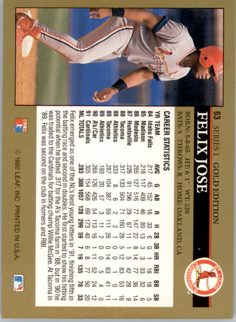 1992 Leaf Baseball "Black Gold" Parallel Cards #1 to #264 - Bild 72 von 262