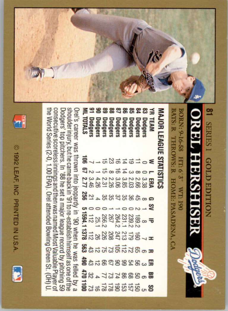 1992 Leaf Baseball "Black Gold" Parallel Cards #1 to #264 - Bild 90 von 262
