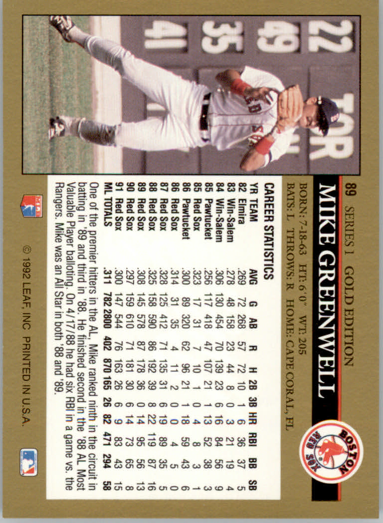 1992 Leaf Baseball "Black Gold" Parallel Cards #1 to #264 - Bild 95 von 262