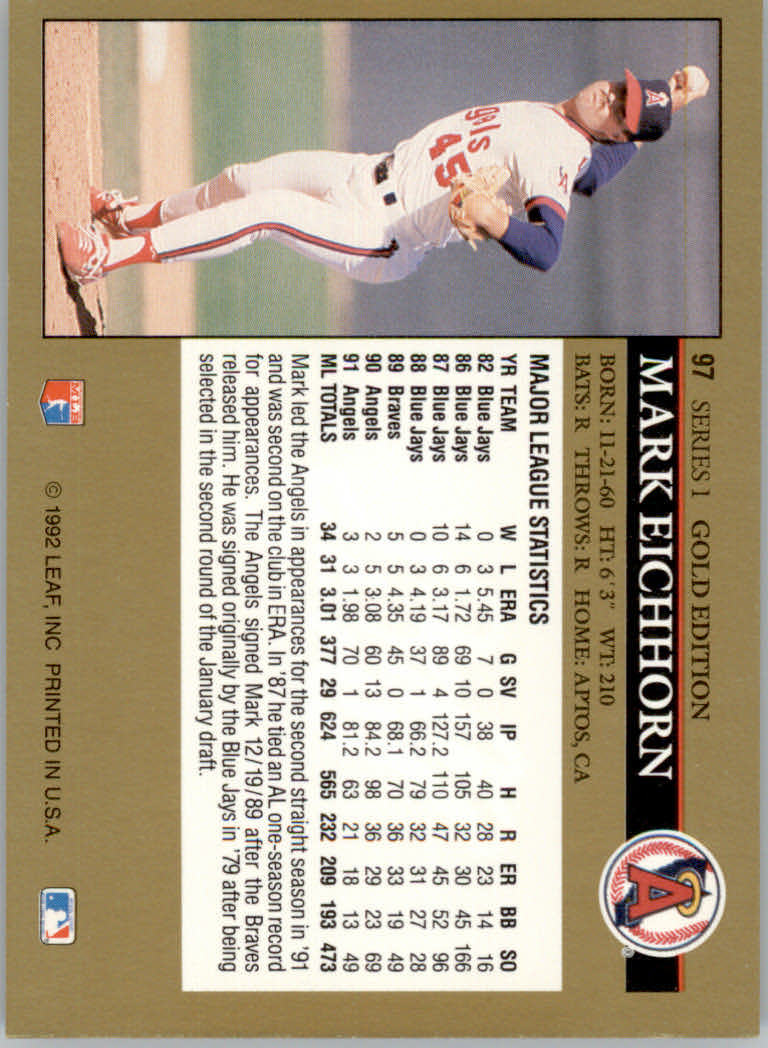 1992 Leaf Baseball "Black Gold" Parallel Cards #1 to #264 - Bild 101 von 262
