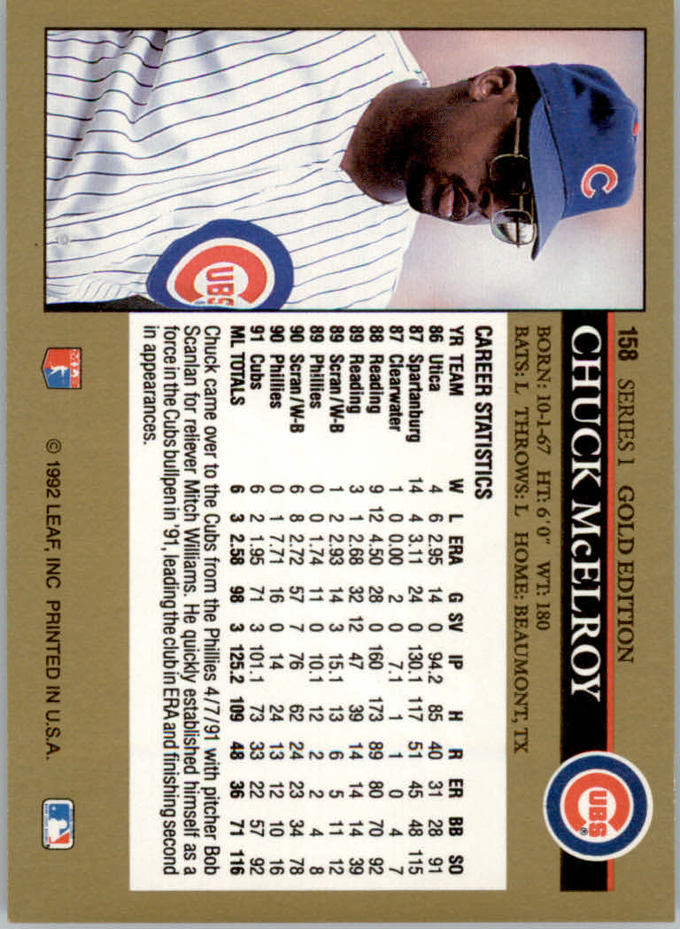 1992 Leaf Baseball "Black Gold" Parallel Cards #1 to #264 - Bild 164 von 262
