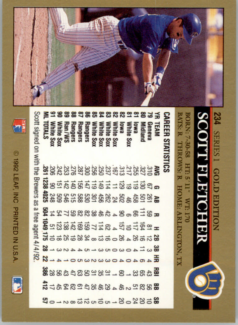 1992 Leaf Baseball "Black Gold" Parallel Cards #1 to #264 - Bild 228 von 262