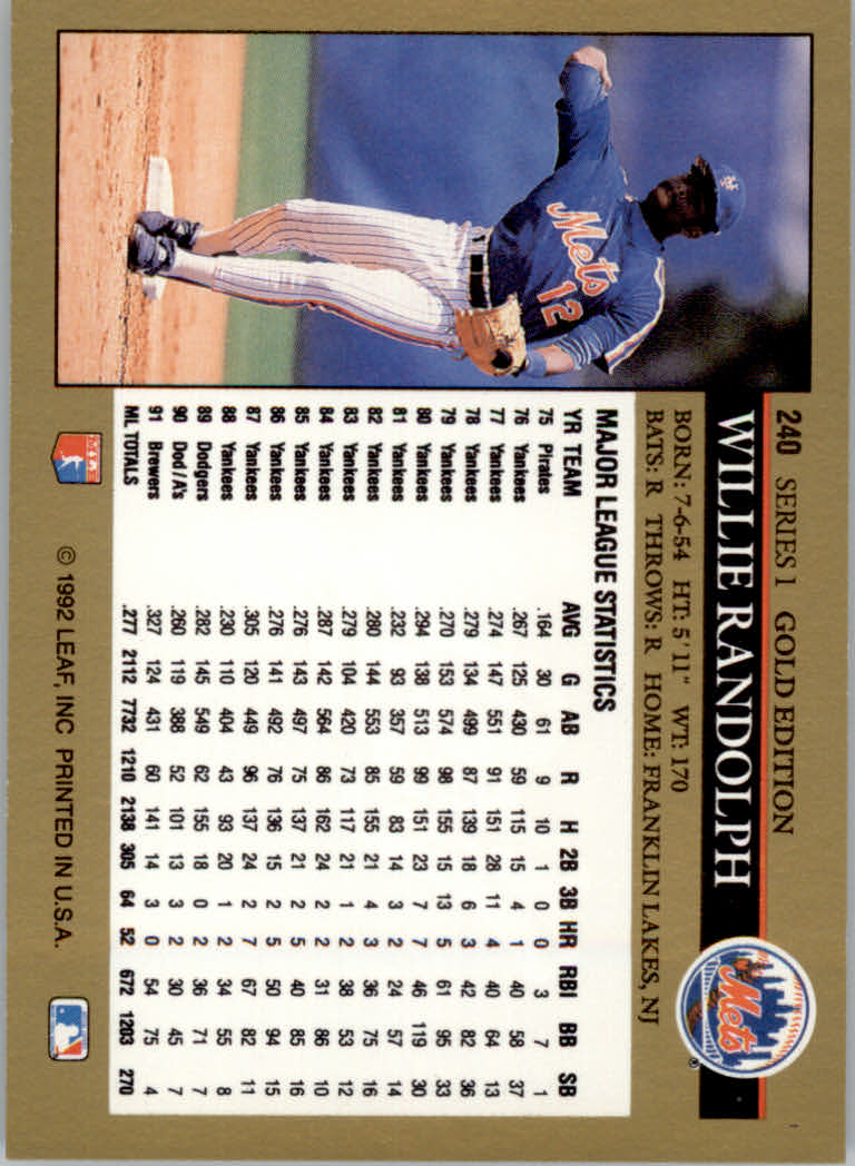 1992 Leaf Baseball "Black Gold" Parallel Cards #1 to #264 - Bild 235 von 262