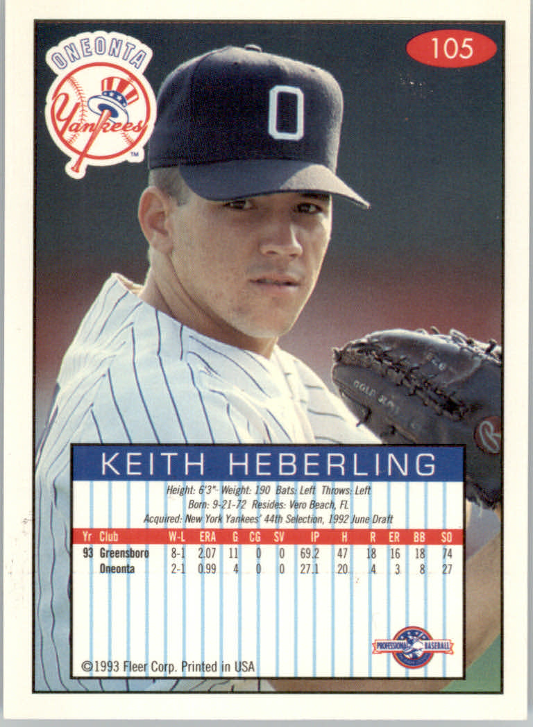 1993-94 Excel (Fleer) Minor League Baseball "Main Set" Cards #1 to #150 - Picture 211 of 298