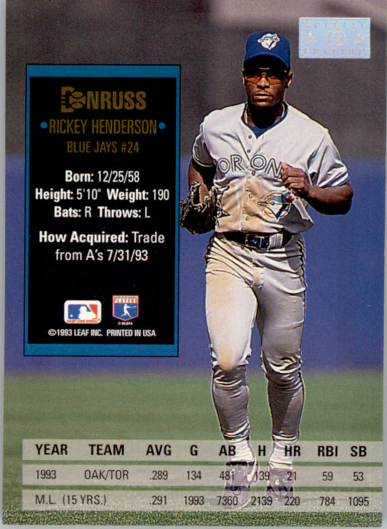 1994 Donruss Baseball "Special Edition" Insert Cards - Picture 39 of 199