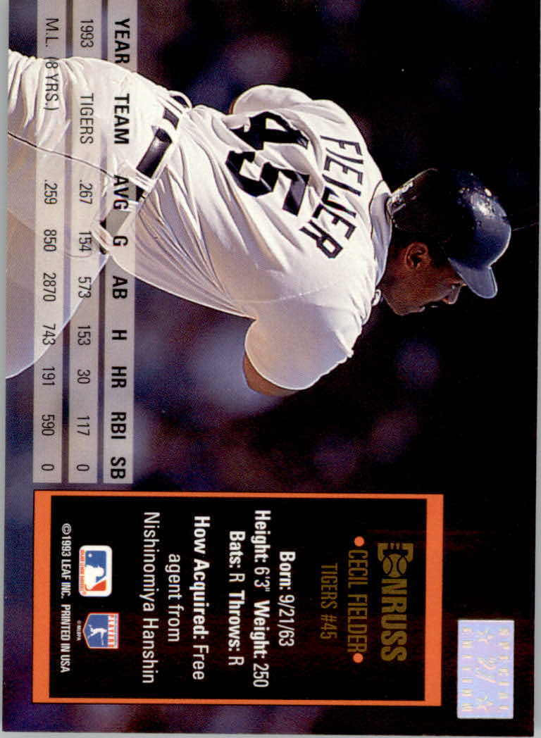 1994 Donruss Baseball "Special Edition" Insert Cards - Picture 55 of 199