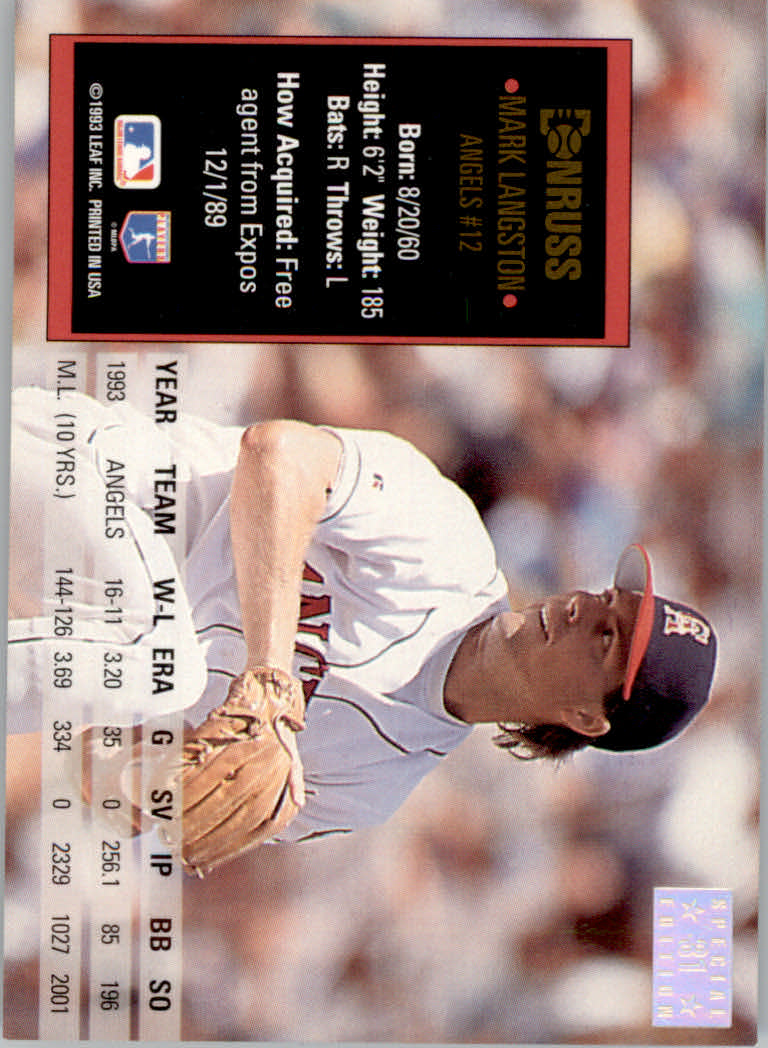 1994 Donruss Baseball "Special Edition" Insert Cards - Picture 63 of 199