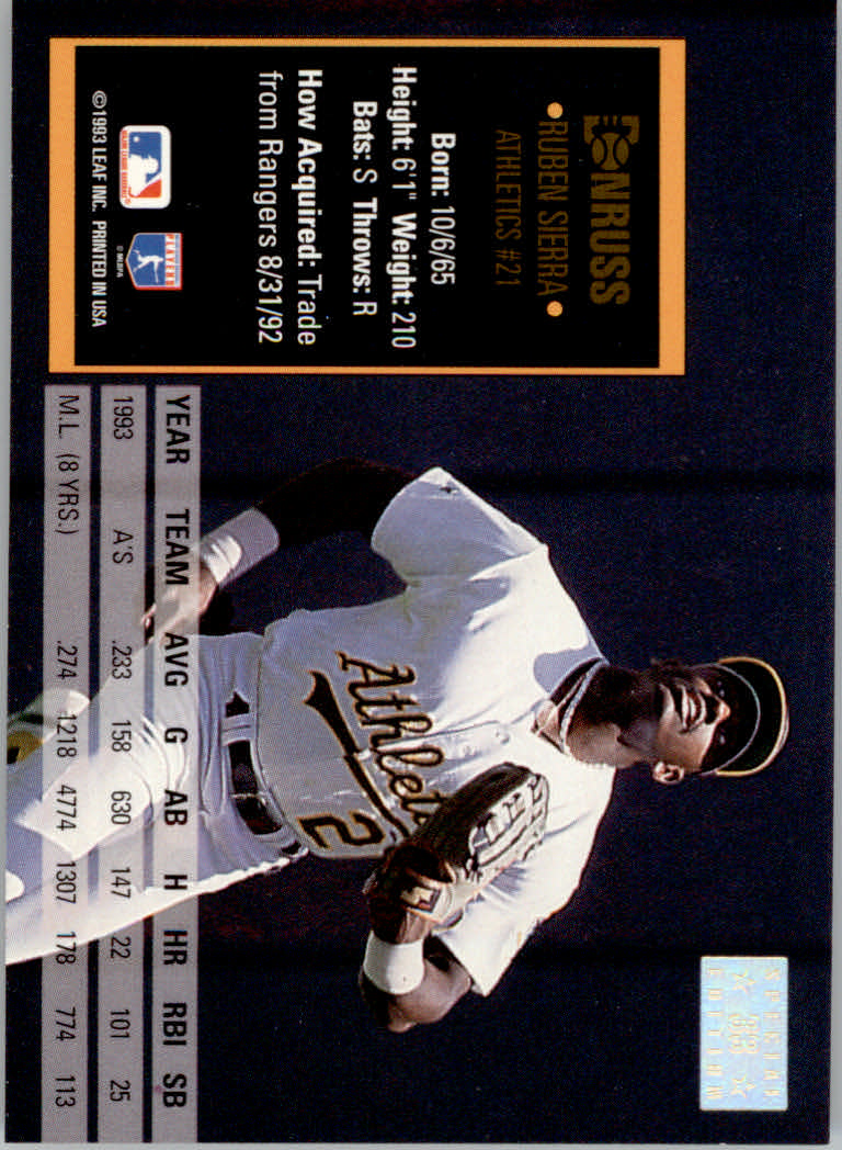 1994 Donruss Baseball "Special Edition" Insert Cards - Picture 67 of 199