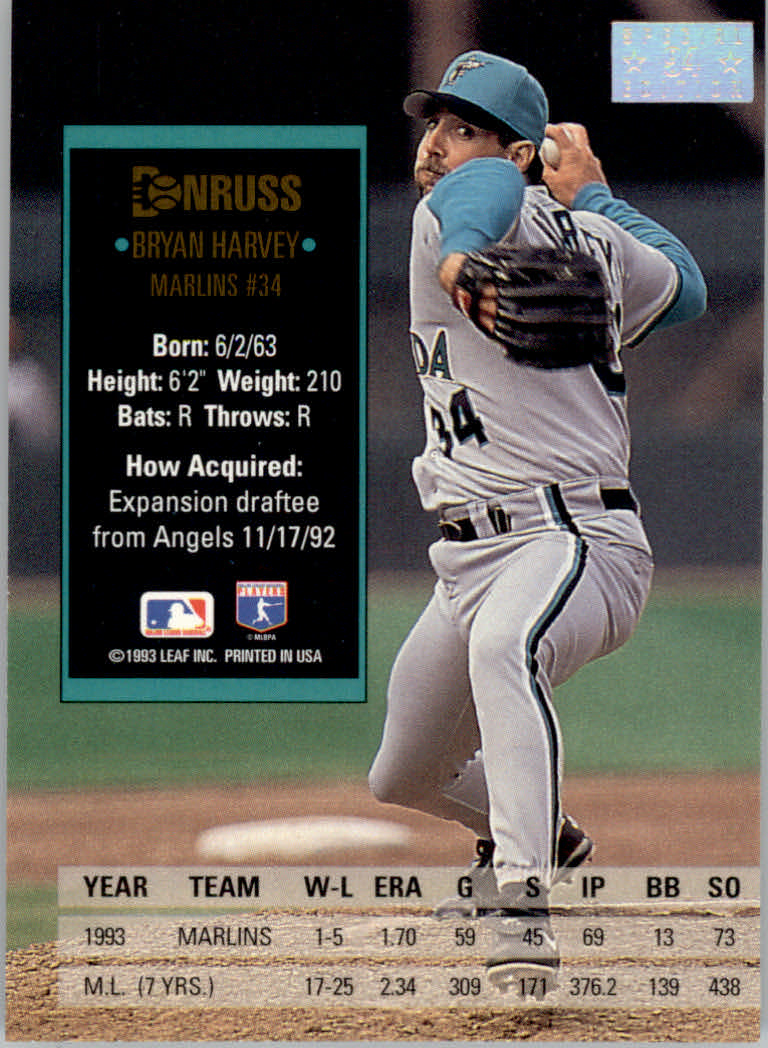 1994 Donruss Baseball "Special Edition" Insert Cards - Picture 189 of 199