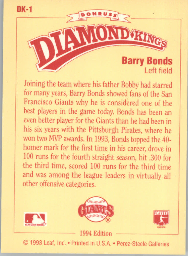 1994 Donruss Baseball "Diamond Kings" Insert Cards - Picture 3 of 22