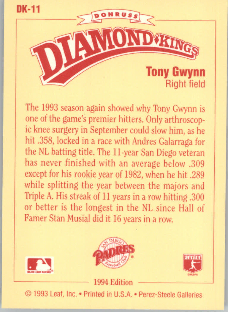1994 Donruss Baseball "Diamond Kings" Insert Cards - Picture 7 of 22