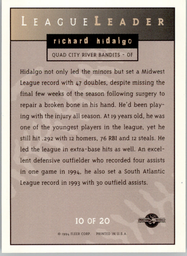 1994-95 Excel (Fleer) Minor League Baseball "Insert" Cards - Picture 51 of 71