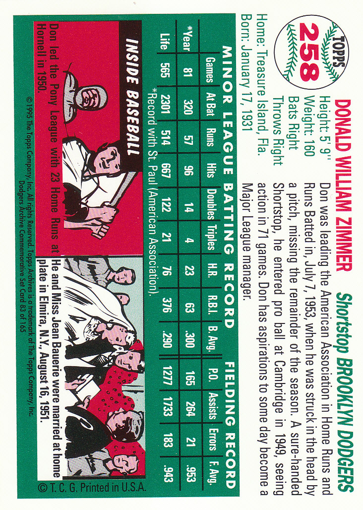 1995 Topps Archives Brooklyn Dodgers Baseball - Picture 110 of 186