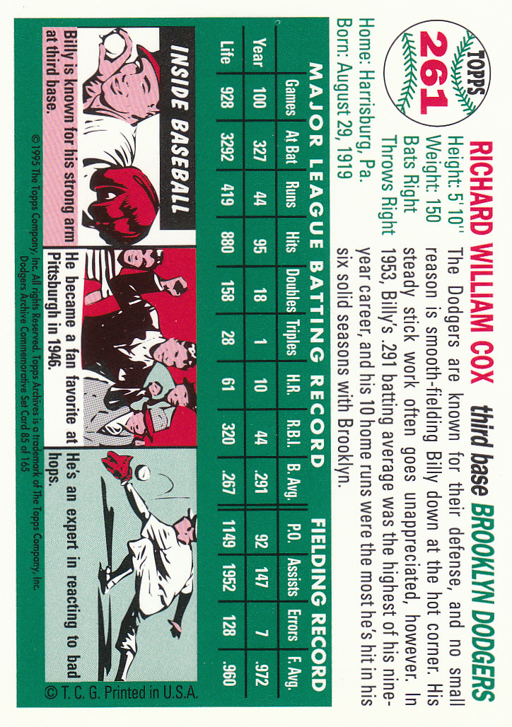 1995 Topps Archives Brooklyn Dodgers Baseball - Picture 113 of 186