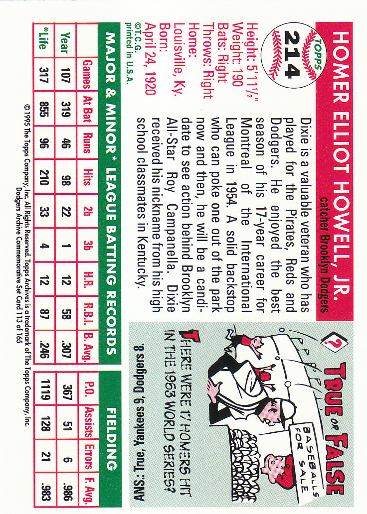 1995 Topps Archives Brooklyn Dodgers Baseball - Picture 144 of 186