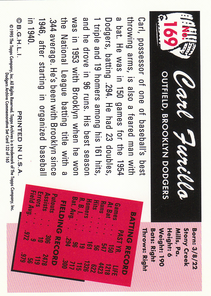 1995 Topps Archives Brooklyn Dodgers Baseball - Picture 163 of 186