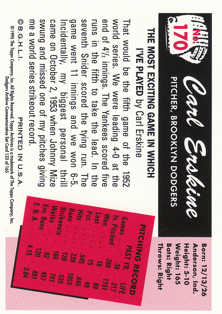 1995 Topps Archives Brooklyn Dodgers Baseball - Picture 165 of 186
