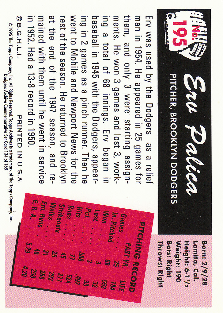 1995 Topps Archives Brooklyn Dodgers Baseball - Picture 167 of 186