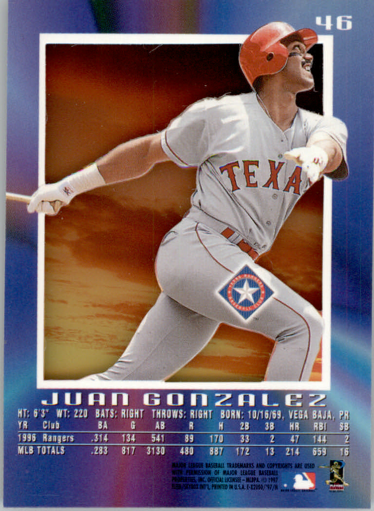 1997 E-X2000 Baseball "Main Set" Cards - Picture 54 of 110