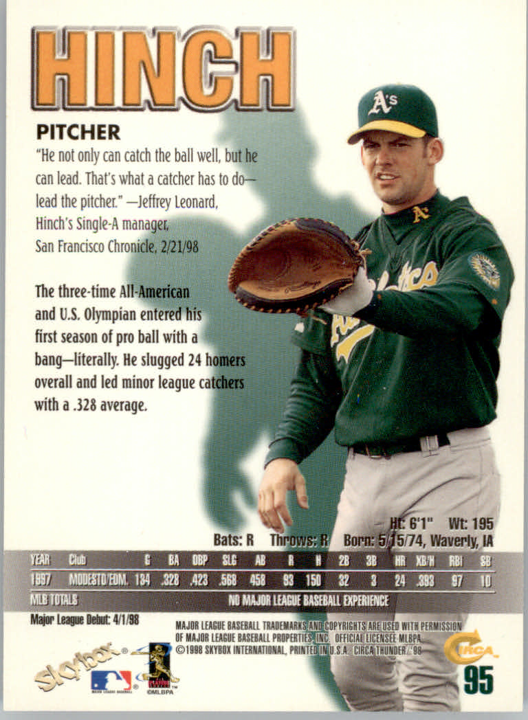 1998 Circa Thunder Baseball "Main Set" Cards #1 to #150 - Bild 191 von 301