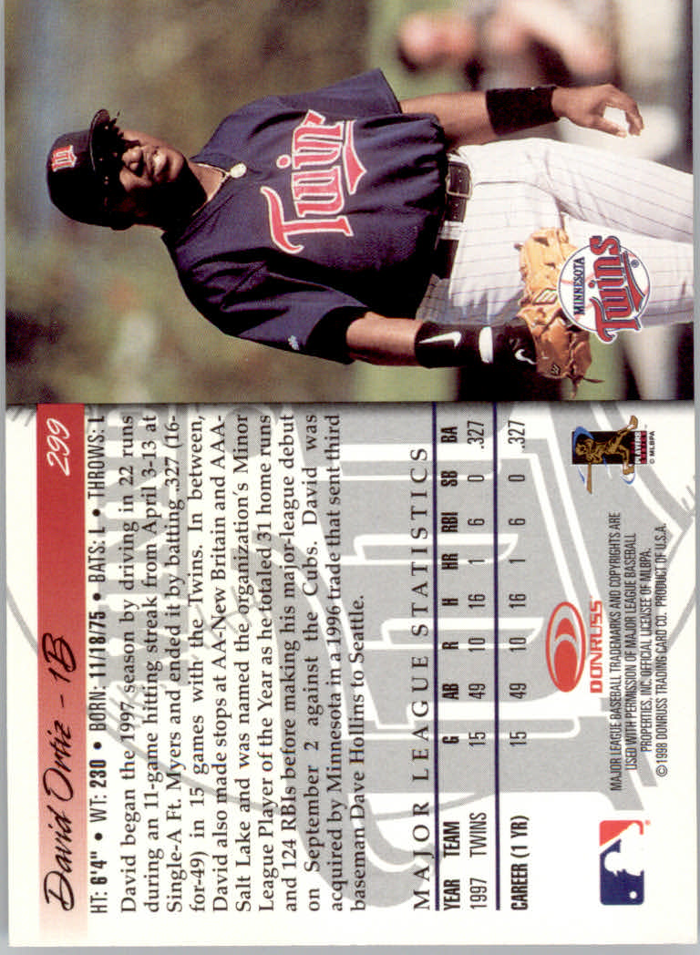 1998 Donruss Baseball "Main Set" Base Cards #251 to #420 - Picture 99 of 341